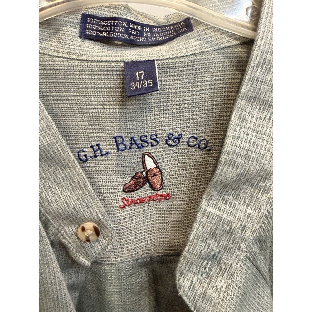 vintage g.h bass and co. Green long sleeve embroidered shirt size 17 34/35
